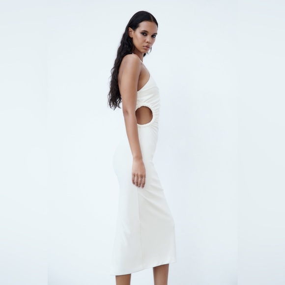 Zara Dress maxi halter cut out white wedding coctail party - Picture 5 of 10